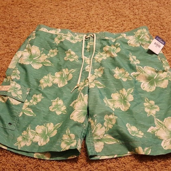 Chaps Other - CHAPS GREEN FLORAL BOARD SHORTS SZ XL NWT